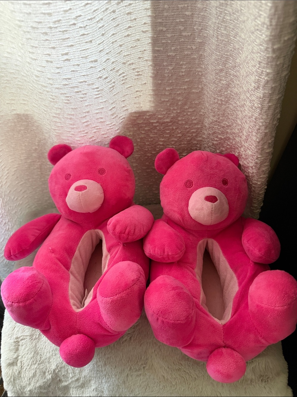 Plush Pink Bear Kids Slippers - Soft Cozy Footwear
